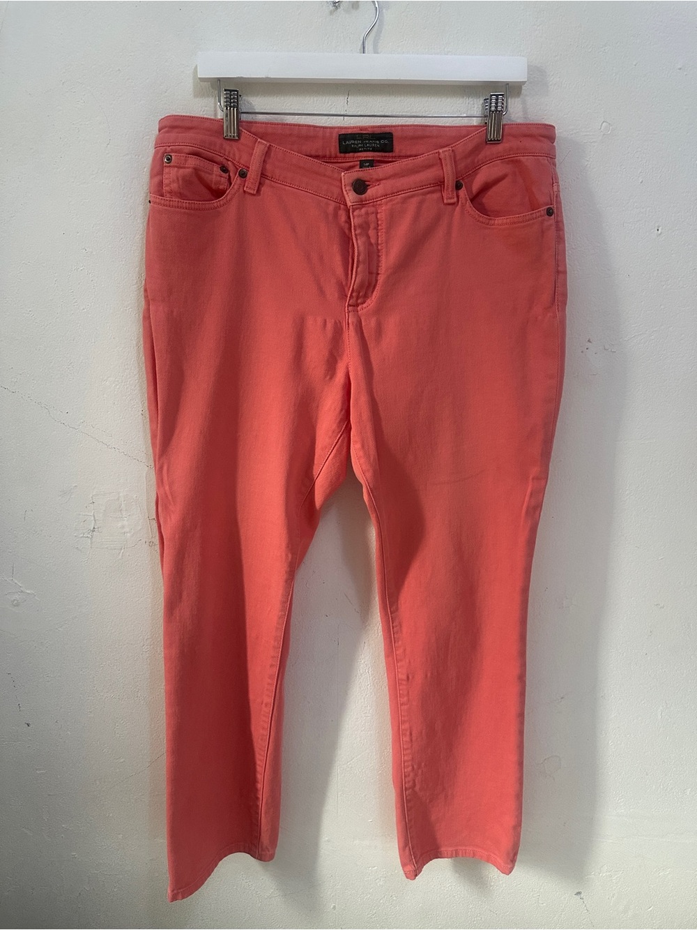 Lauren Jeans Co. Ralph Lauren Petite Coral Pink Stretch Jeans Women’s 14P